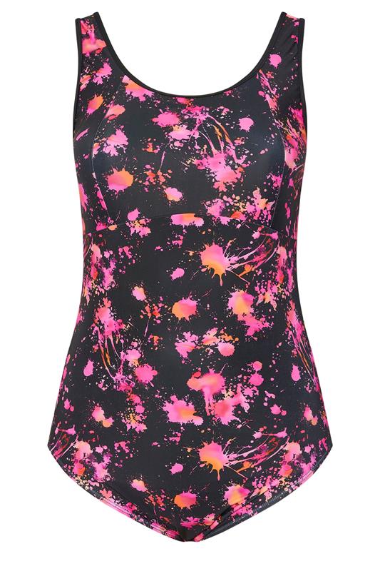 YOURS Plus Size Pink Active Splash Print Swimsuit | Yours Clothing 6