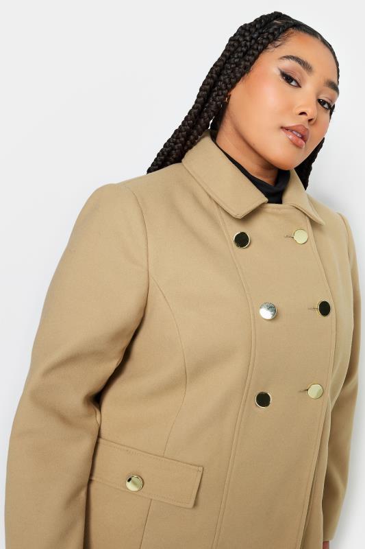 YOURS Plus Size Camel Brown Collared Formal Coat | Yours Clothing 5