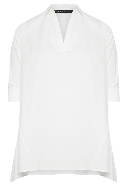 EVANS Plus Size White Overhead Shirt | Evans 5