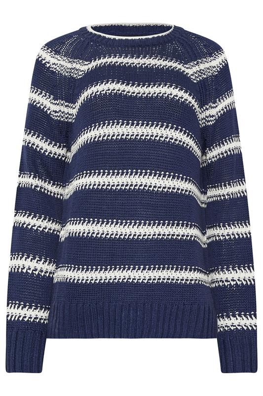 LTS Tall Navy Blue & White Stripe Knit Jumper | Long Tall Sally 5