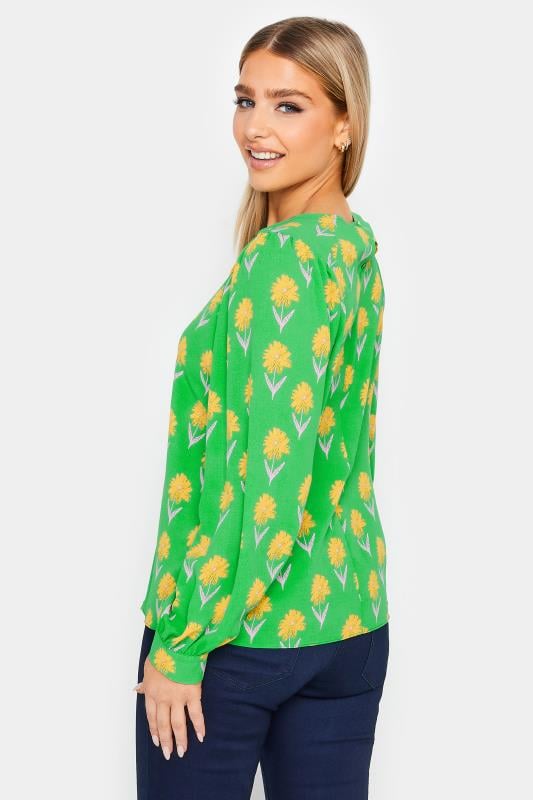 M&Co Green Floral Print Long Sleeve Blouse | M&Co 3