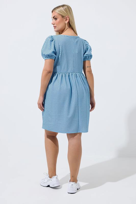 LIMITED COLLECTION Plus Size Blue Polka Dot Mini Dress | Yours Clothing 2