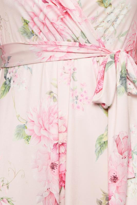 YOURS LONDON Curve Plus Size Light Pink Floral Hanky Hem Dress | Yours Clothing  5