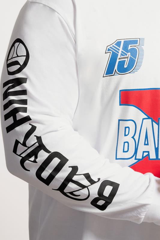 BadRhino Big & Tall White Long Sleeve Racing Graphic T-shirt | BadRhino 4