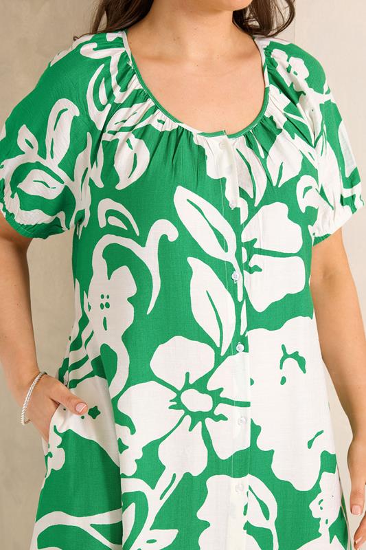 EVANS Plus Size Green Floral Swing Dress | Evans 4