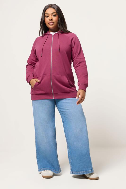 YOURS Plus Size Burgundy Red Zip Through Hoodie | Yours Clothing 1