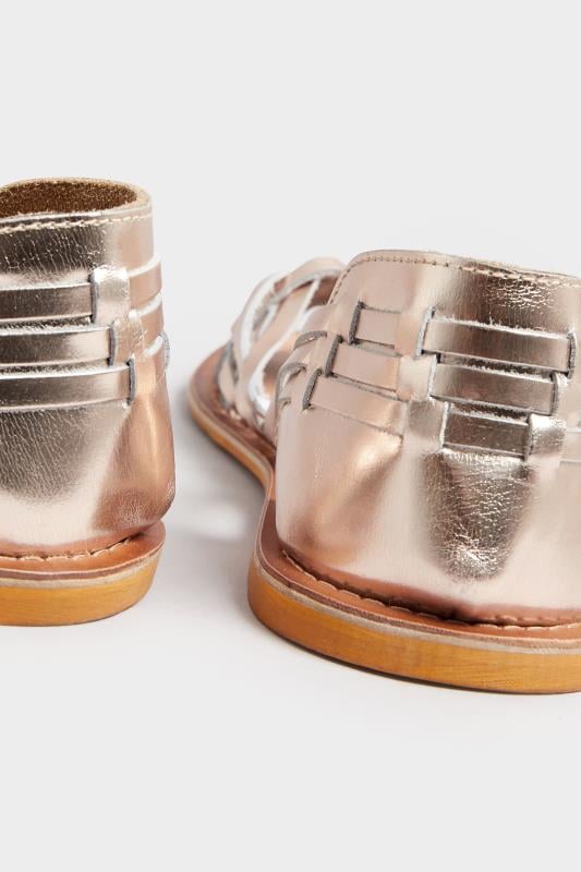 Gold Woven Leather Mules In Extra Wide EEE FIt | Yours Clothing 4
