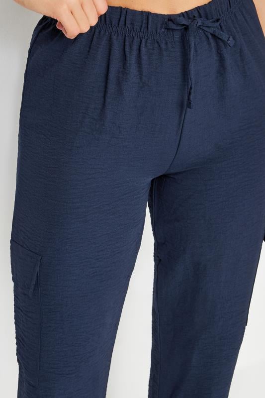 LTS Tall Women's Navy Blue Textured Cuffed Cargo Trousers | Long Tall Sally 4