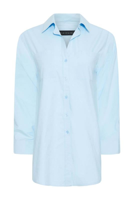 Petite Blue Oversized Cotton Shirt | PixieGirl  6