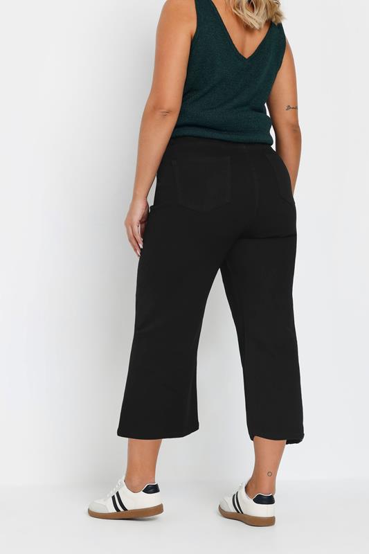 YOURS Plus Size Black Wide Leg Cropped Denim Jeans 4