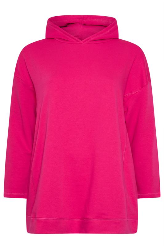 YOURS Plus Size Hot Pink Seam Detail Hoodie | Yours Clothing 5