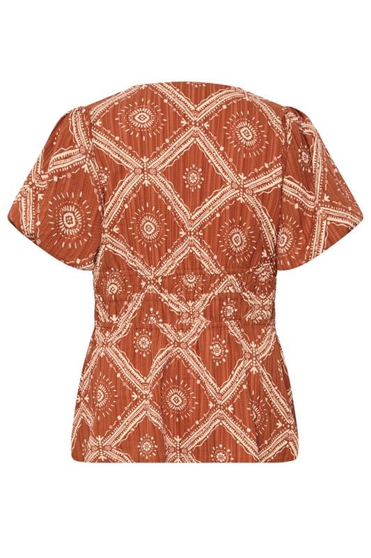 YOURS Plus Size Orange Abstract Puff Sleeve Blouse | Yours Clothing 7