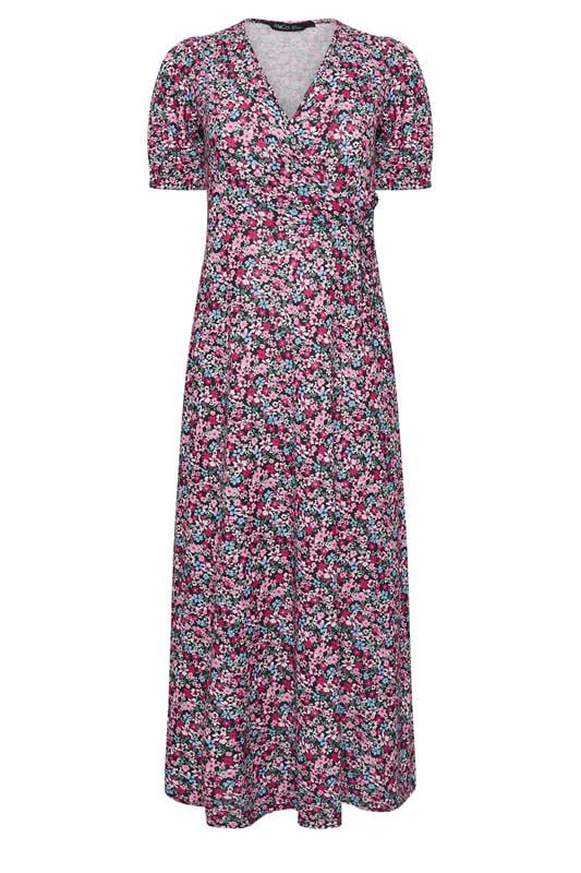 M&Co Petite Pink Ditsy Floral Print Maxi Wrap Dress | M&Co 5