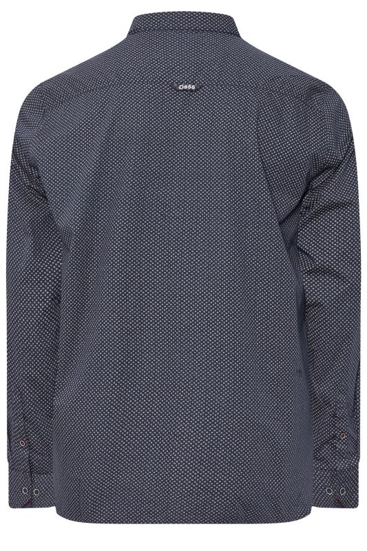 D555 Big & Tall Navy Blue Micro Spot Print Button Shirt | BadRhino 4