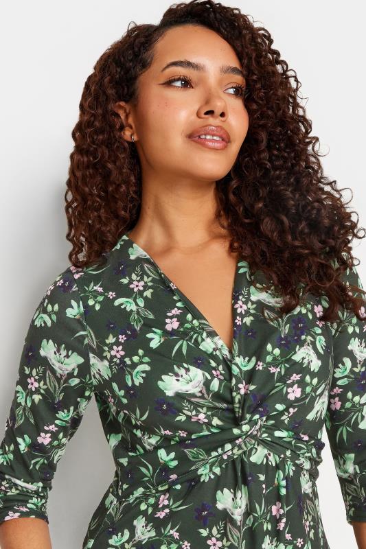 M&Co Green Floral Print Twist Front Top | M&Co