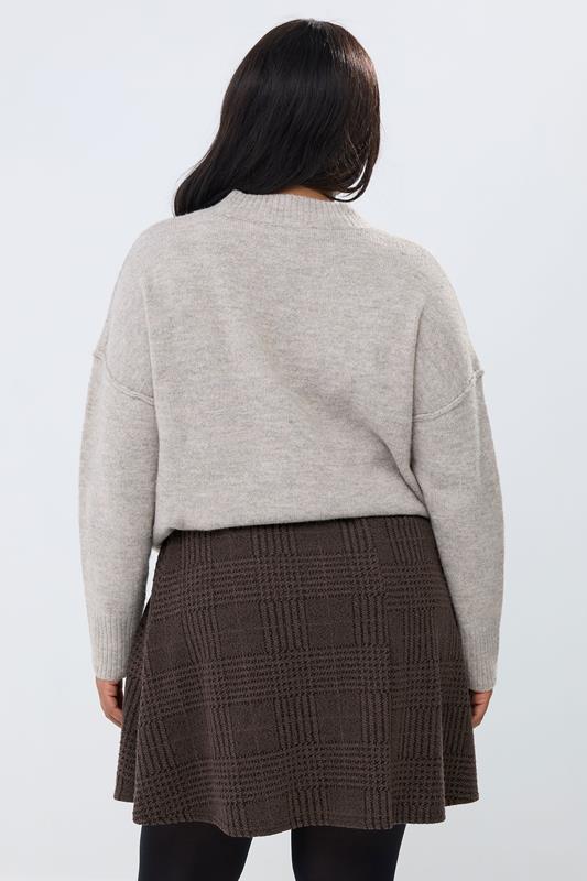 YOURS Plus Size Brown Check Mini Skirt | Yours Clothing 2
