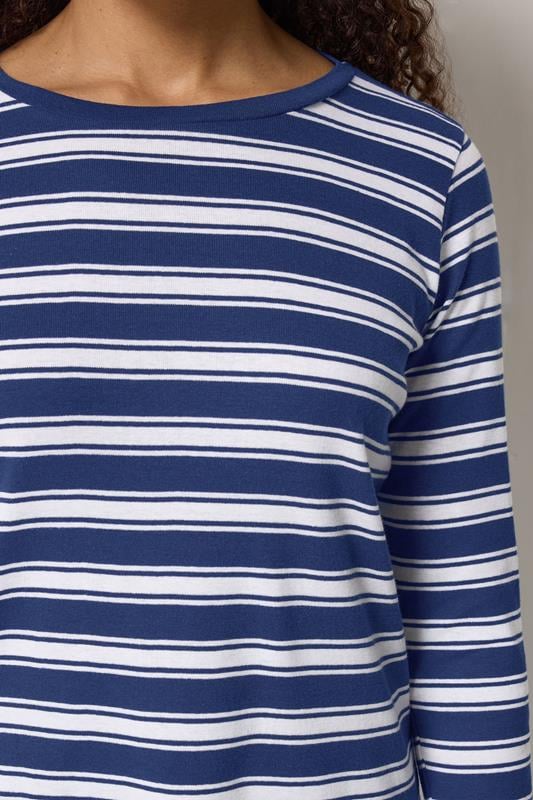 M&Co Navy Blue Stripe Cotton Top | M&Co  4