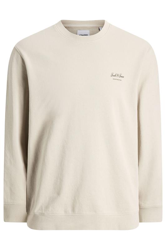 JACK & JONES Big & Tall Moonbeam White Printed Crew Neck Sweatshirt | BadRhino 2