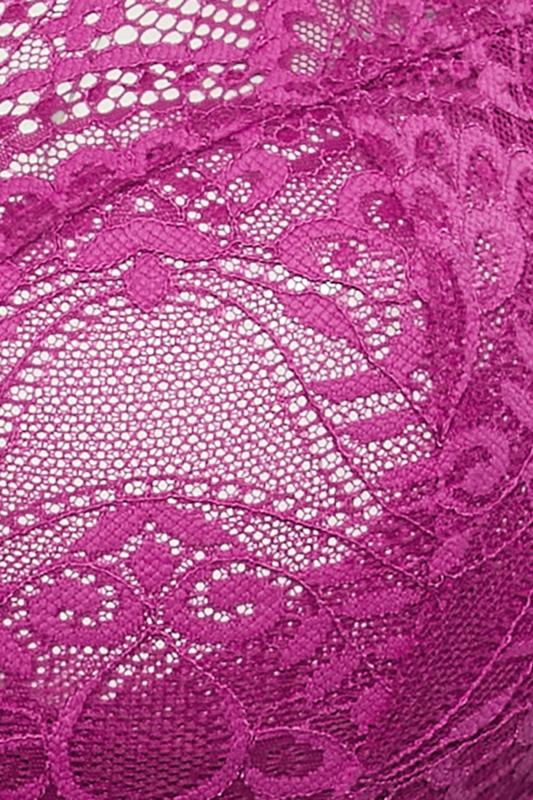 YOURS Plus Size Pink Lace Non-Padded Underwired Bra | Yours Clothing 5