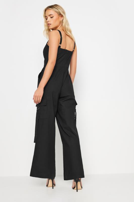 PixieGirl Petite Women's Black Cotton Utility Wide Leg Jumpsuit | PixieGirl 2