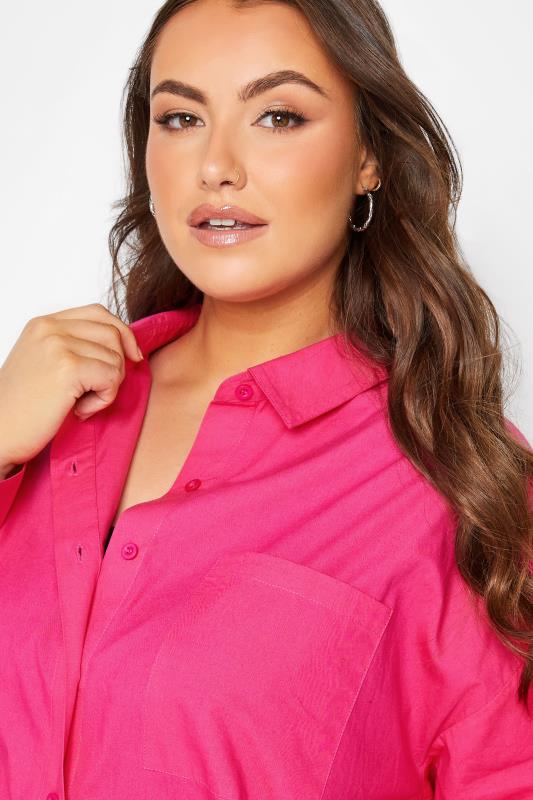 Plus Size Pink Oversized Poplin Shirt | Yours Clothing 4