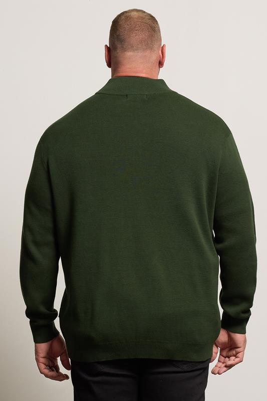 BadRhino Big & Tall Dark Green Milano Quarter Zip Jumper | BadRhino 2