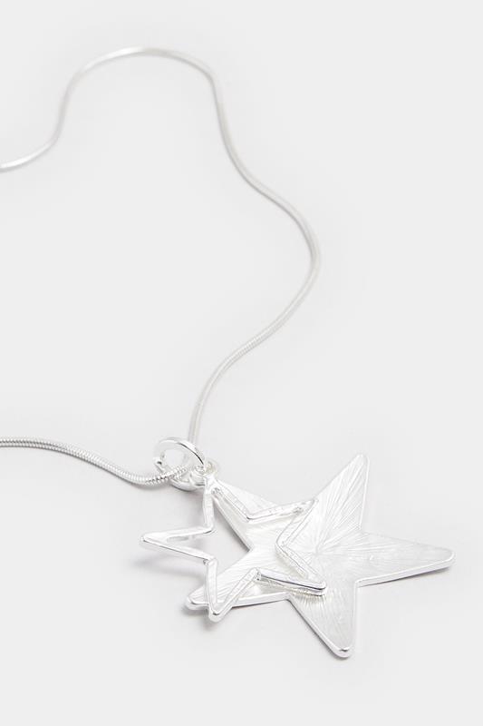 Silver Tone Double Star Long Necklace | Yours Clothing 2