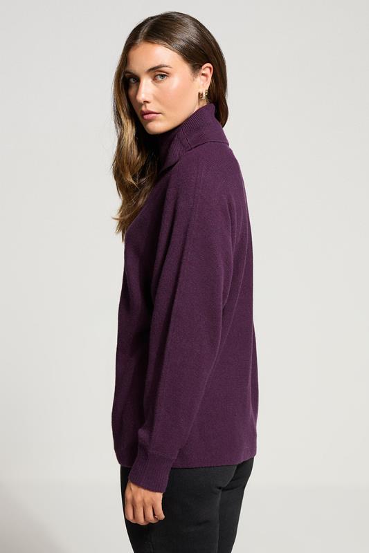 LTS Tall Purple Batwing Roll Neck Jumper | Long Tall Sally 2