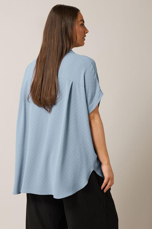 EVANS Plus Size Light Blue Grown-On Sleeve Blouse | Evans 2