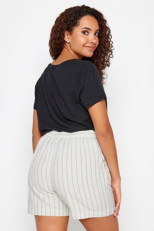 M&Co Ivory White Stripe Print Linen Shorts | M&Co 3