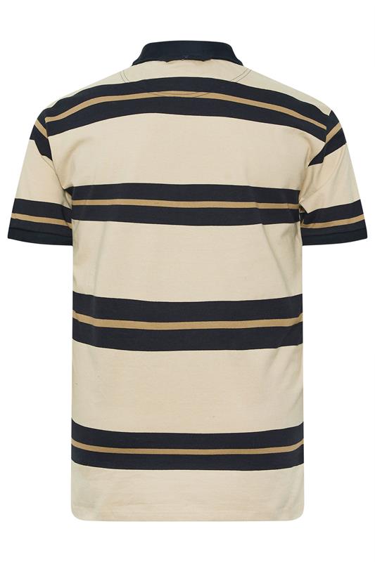 KAM Stone Brown Striped Short Sleeve Rugby Polo Shirt | BadRhino 5