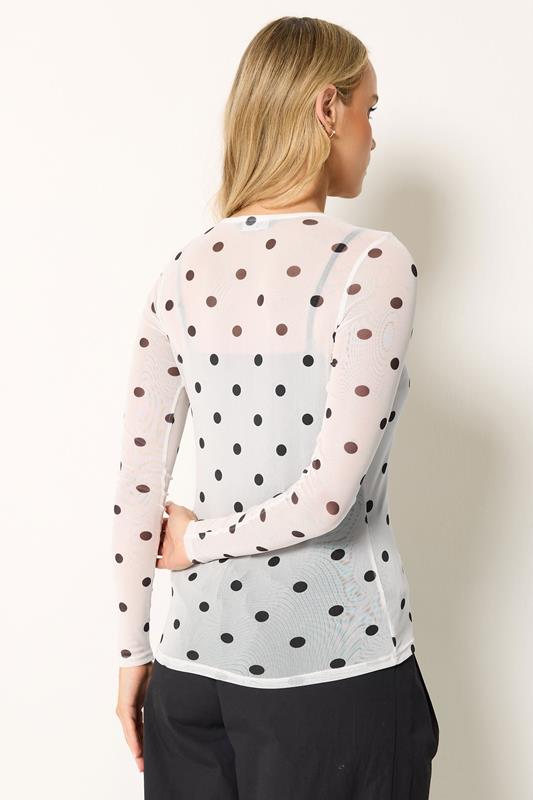 LTS Tall Women's White Polka Dot Mesh Top | Long Tall Sally 4