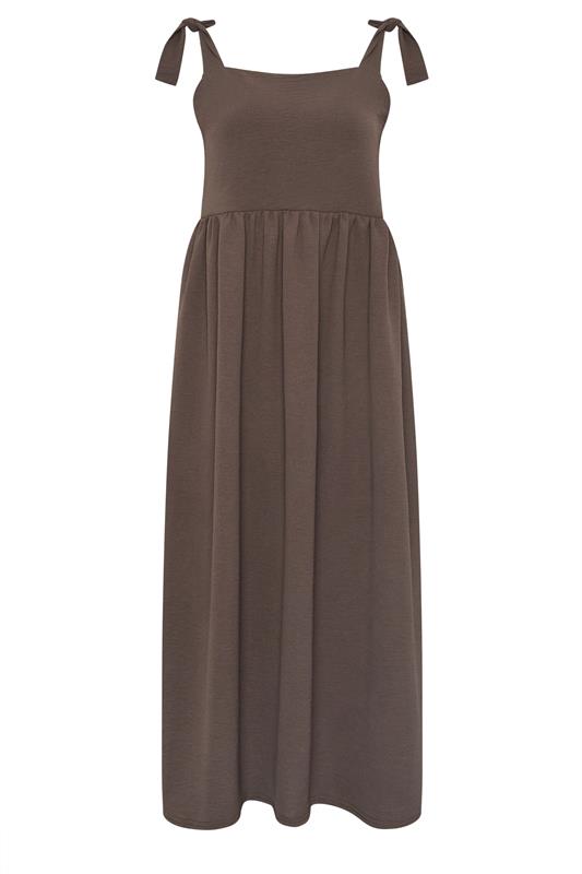 LTS Tall Women's Chocolate Brown Tie Detail Midi Sundress | Long Tall Sally 5