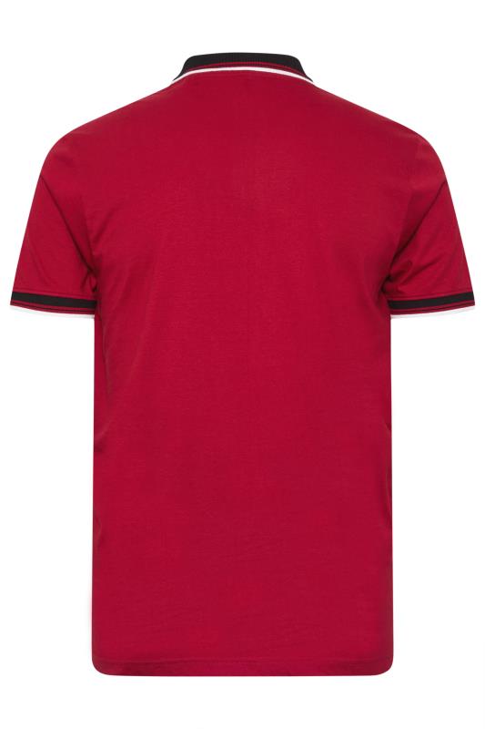 BadRhino Big & Tall Red Contrast Tipped Detail Polo Shirt | BadRhino 7