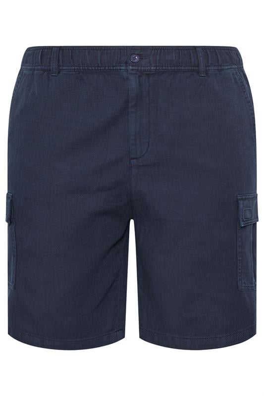 BadRhino Big & Tall Navy Blue Washed Slub Cotton Cargo Shorts | BadRhino 6