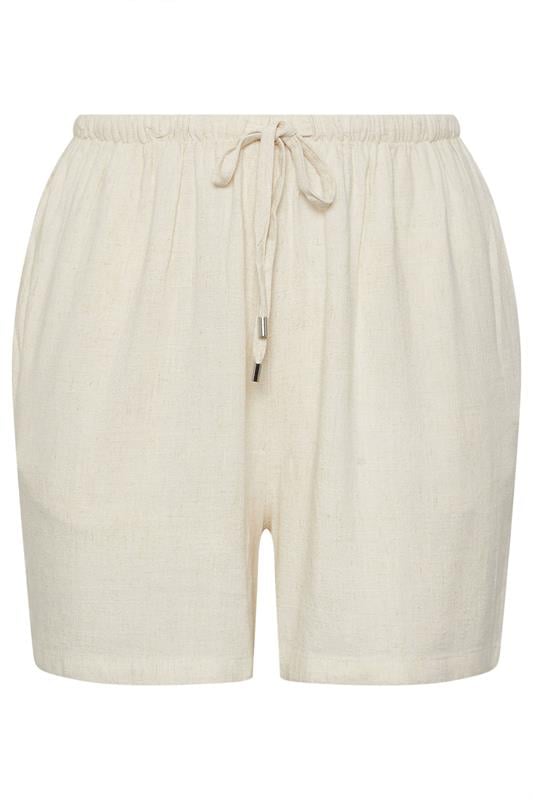 YOURS Plus Size Natural Brown Tie Front Linen Shorts | Yours Clothing 5