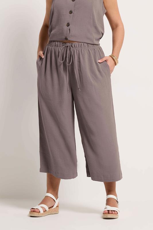 YOURS Curve Light Purple Cropped Twill Culottes