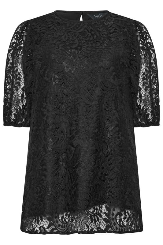M&Co Black Lace Puff Sleeve Blouse | M&Co  6
