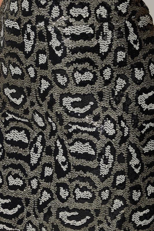 YOURS LONDON Plus Size Grey Sequin Leopard Print Mini Skirt | Yours Clothing 4