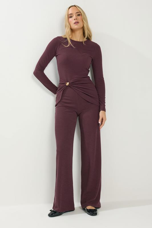LTS Tall Women's Berry Red Metal Trim Textured Top | Long Tall Sally 1