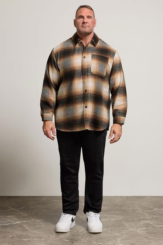 JACK & JONES Big & Tall Brown Check Overshirt | BadRhino 1