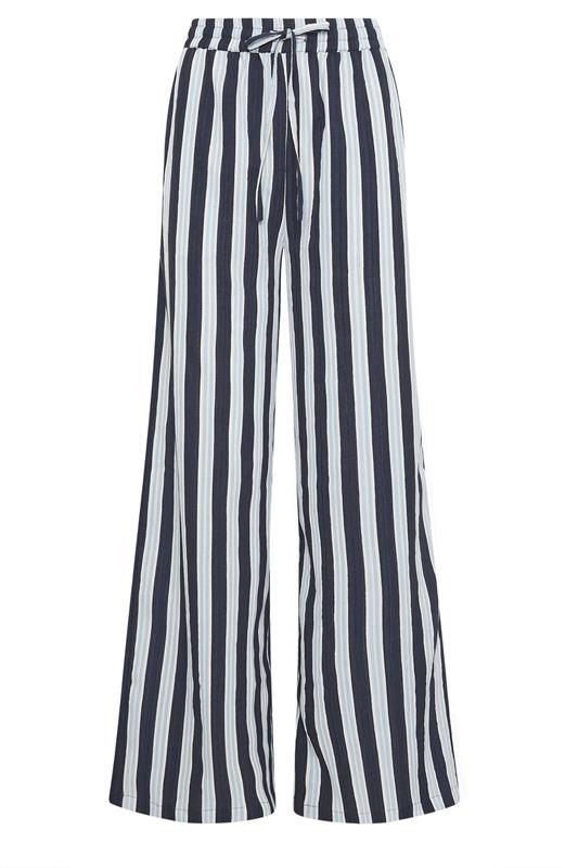 LTS Tall Women's Blue Stripe Textured Wide Leg Trousers | Long Tall Sally  6