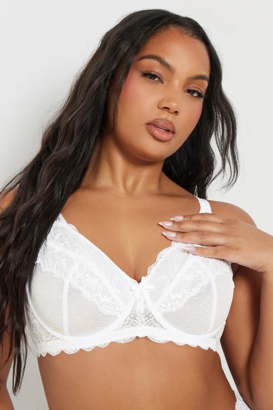 YOURSET 2 PACK Plus Size Blue & White Lace Underwired Mesh Bras | Yours Clothing 7