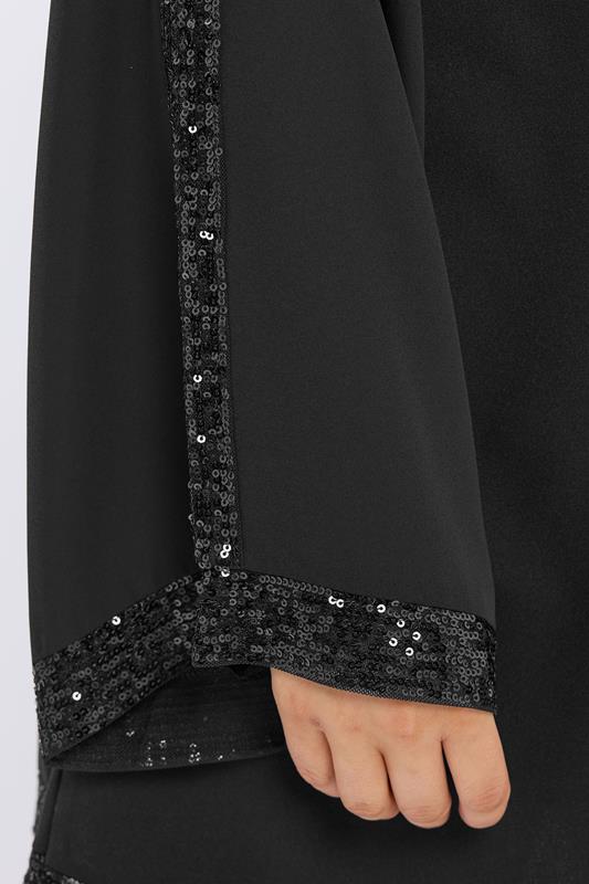 YOURS Plus Size Black Sequin Panel Flare Tunic Top | Yours Clothing 4