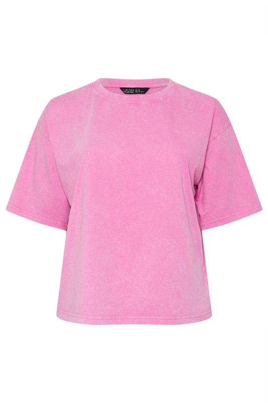 LIMITED COLLECTION Plus Size Pink Acid Wash T-Shirt | Yours Clothing 5