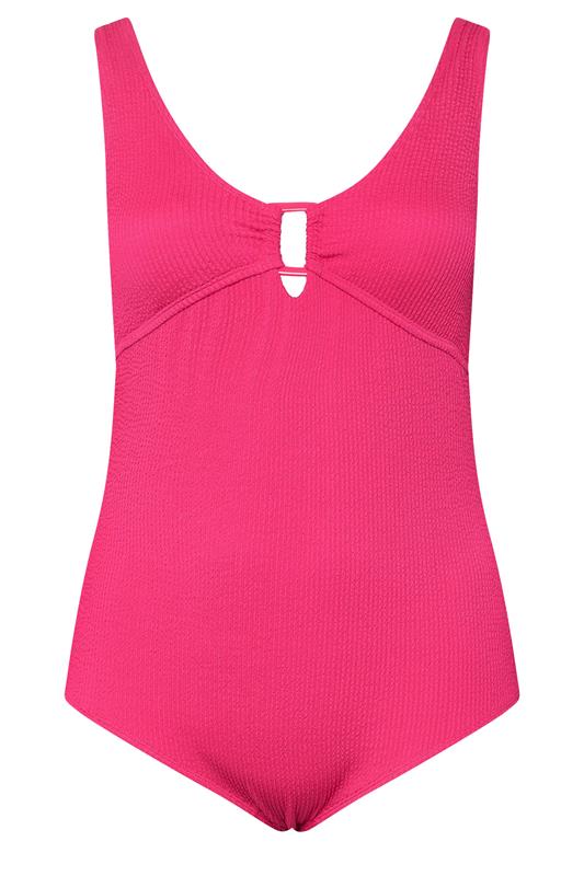 YOURS Plus Size Pink Buckle Textured Swimsuit | Yours Clothing 7