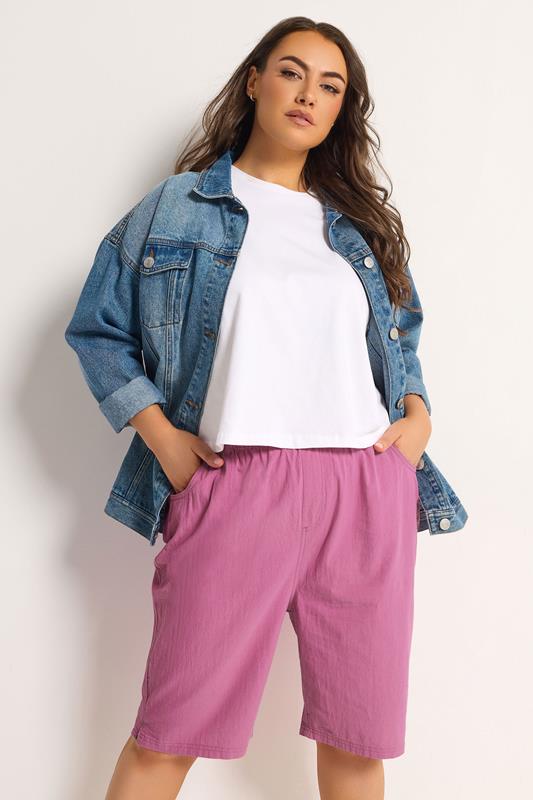 YOURS Curve Bright Pink Cool Cotton Shorts