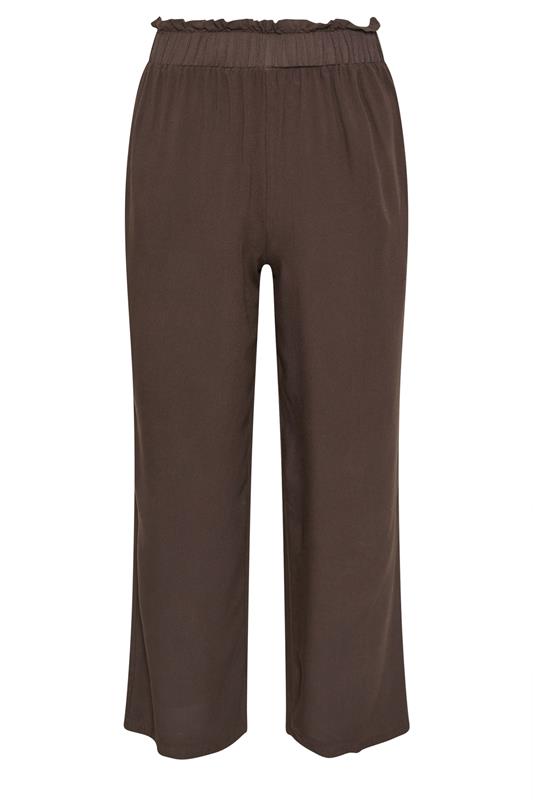 PixieGirl Petite Women's Chocolate Brown Elasticated Waist Wide Leg Trousers | PixieGirl 5
