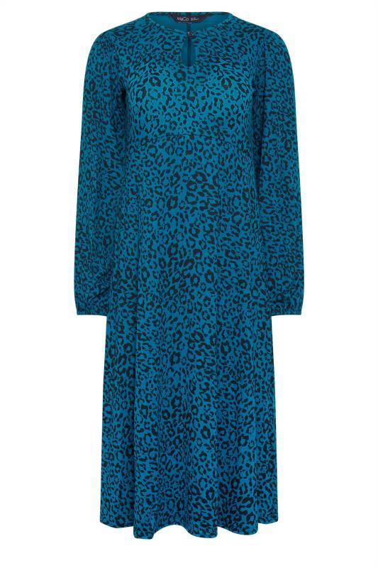 M&Co Petite Blue Leopard Print Midi Dress | M&Co 5