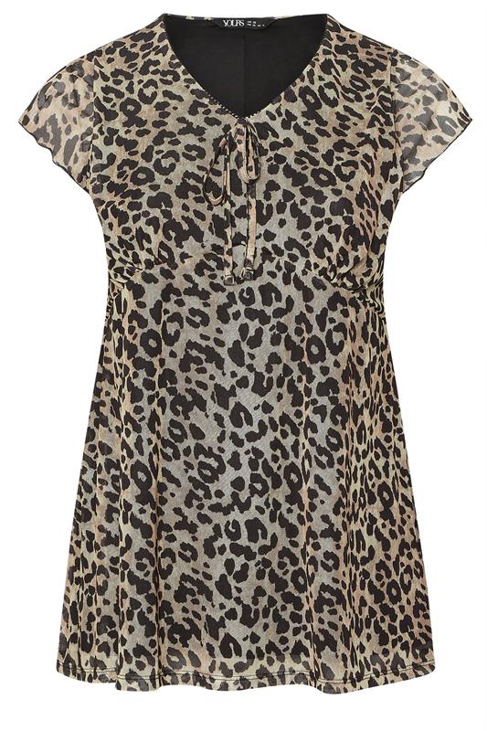 YOURS Plus Size Black Leopard Print Mesh Top | Yours Clothing 5